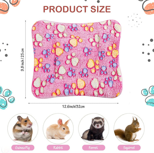 4 Pack Ultra Soft Dog Cat Bed Mat with Cute Prints Reversible Fleece Dog Crate Kennel Pad Cozy Washable Thickened Hamster Guinea Pig Pet Bed Mat for Small Animals(13 x 10 Inches,Vivid Color)