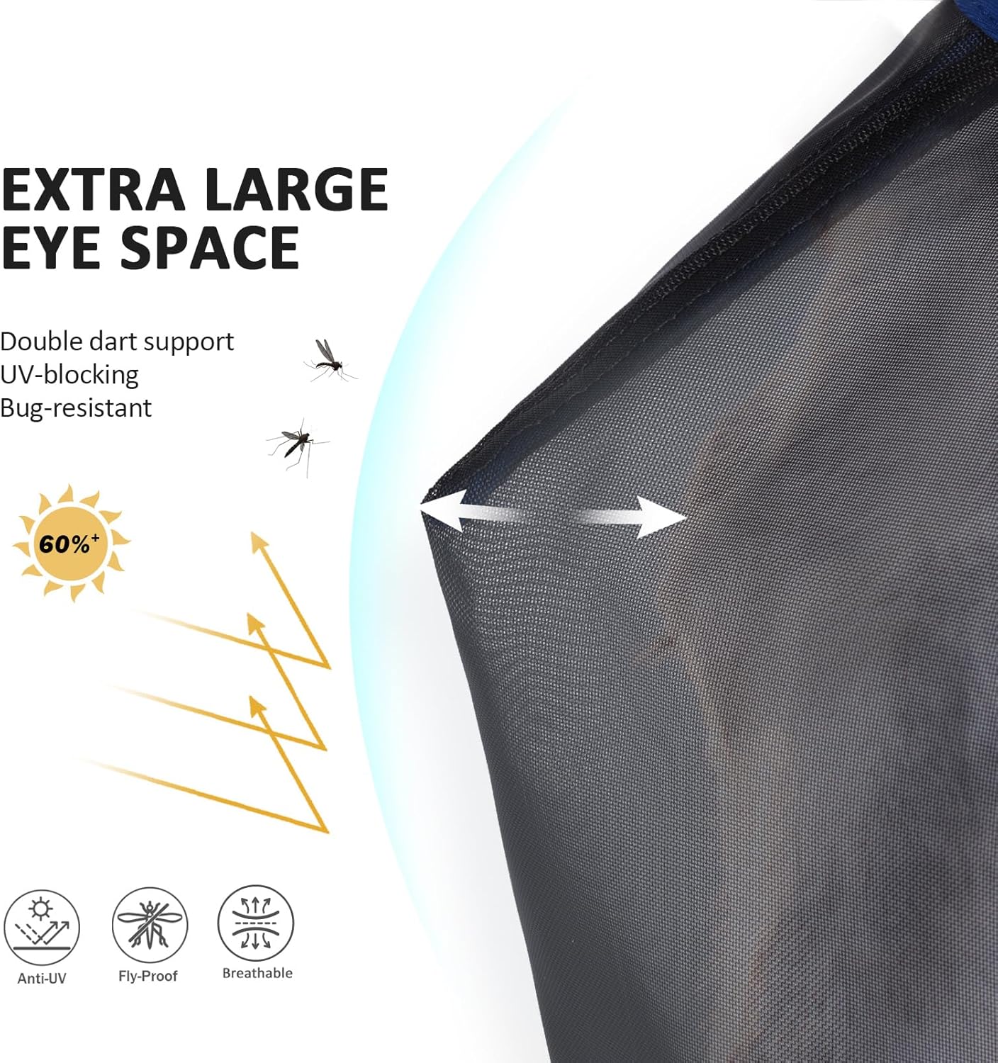 Horse Fly Mask Large Space Breathable UV Protection Equine Mask with Reflective Features on Ears Royal Blue M