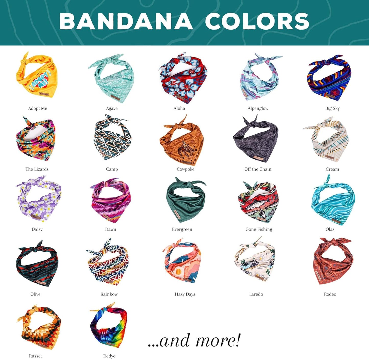 Wilderdog Dog Bandana with Lightweight Quick Drying Poly-Blend Mesh Material in Daisy