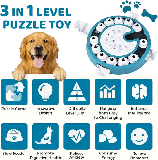 Dog Puzzle Toy Mental Stimulation - Level 3 in 1 Dogs Food Feeder Puzzle, Dog Treat Puzzle Feeder (Advanced-Mars Green Brainstorm)