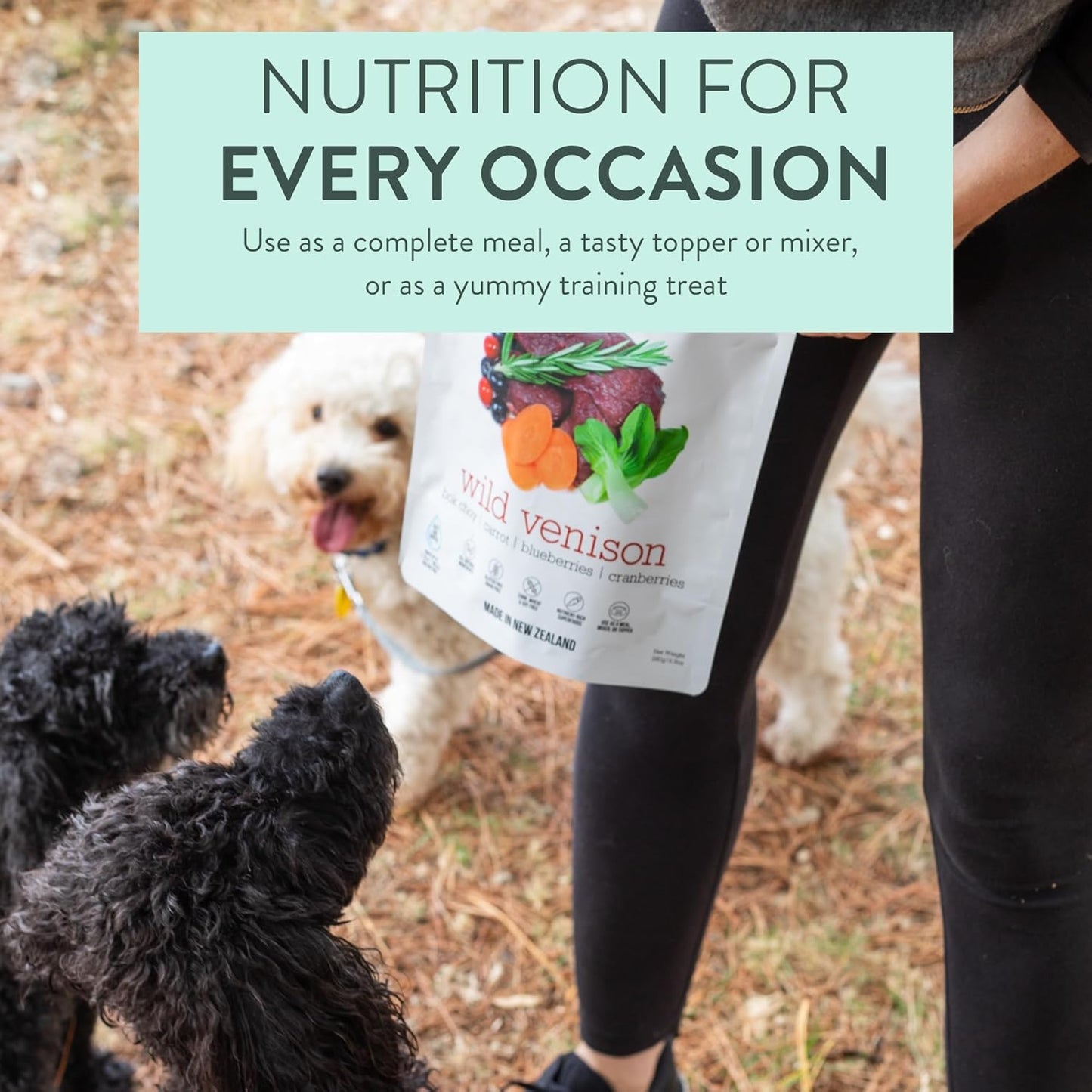 WOOF Wild Venison Freeze Dried Raw Dog Food, Mixer, or Topper, or Treat - High Protein, Natural, Limited Ingredient Recipe 9.9oz