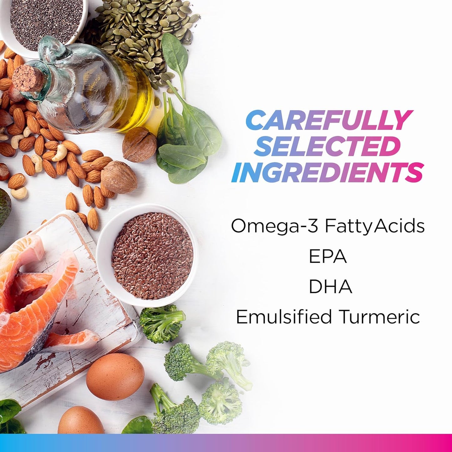 Livingood Daily Triple Omega 3 6 9 Supplement Plus Turmeric Curcumin, DHA & EPA, Fish Oil Supplements for Brain & Heart Health and Joint Support, Advanced Absorption, Gluten Free, Non GMO, 60 Softgels