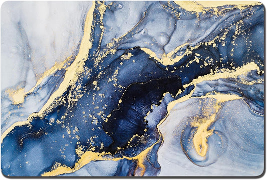 Rnivvi Dog Food Mat, 12" x 19" Marble Absorbent Dog Cat Bowl Mat for Food and Water, Cute Anti-Slip Rubber Pet Feeding Rug Protect Floors, Puppy Placemat for Feeding & Watering Supplies, Grey