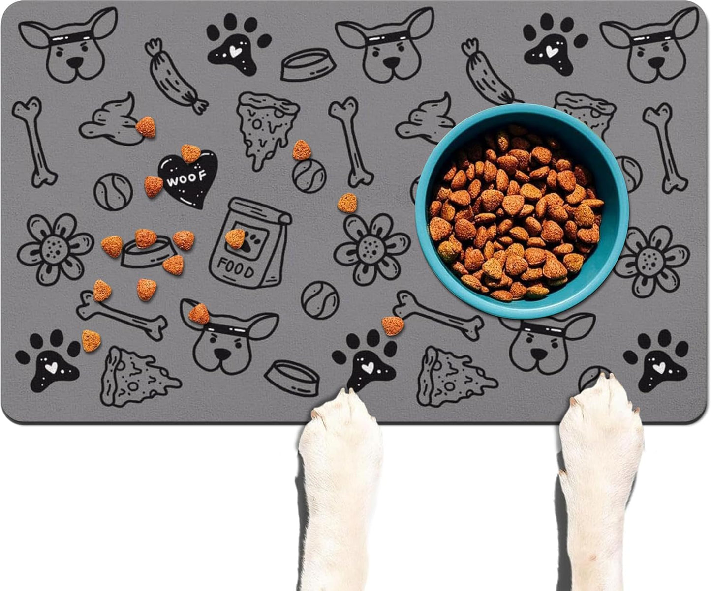 Pet Feeding Mat for Floors Waterproof Dog Mat for Food and Water Absorbent Quick Dry Non Slip mat for Cat Bowls