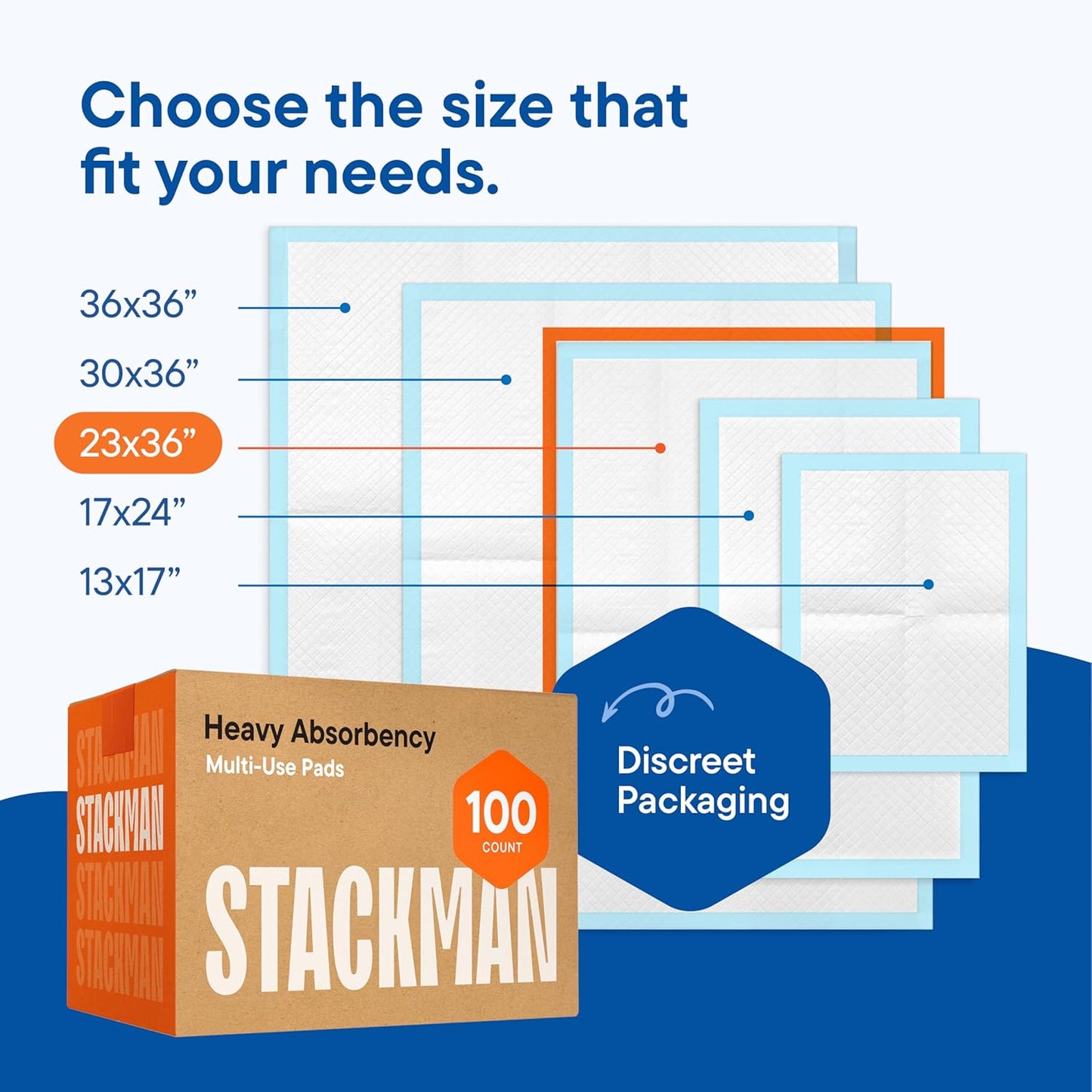 Chucks Pads Disposable [100-Pack] Adult Incontinence Underpads 23"x 36" Large Absorbent Fluff Protective Bed Pads, Toddler Mattress Pads - Pee Pads for Pets, Kids & Adults - Dog & Puppy Training Pads