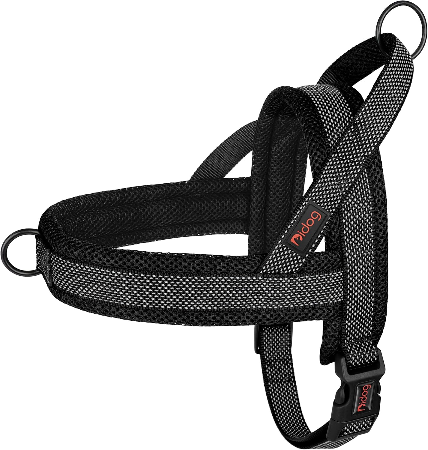 Didog No Pull Dog Harness with Breathable Mesh Padded, Full Reflective & Quick Fit Adjustable Vest Harness, Easy for Training Walking for Small & Medium and Large Dogs (Black, M:Chest 21-26")