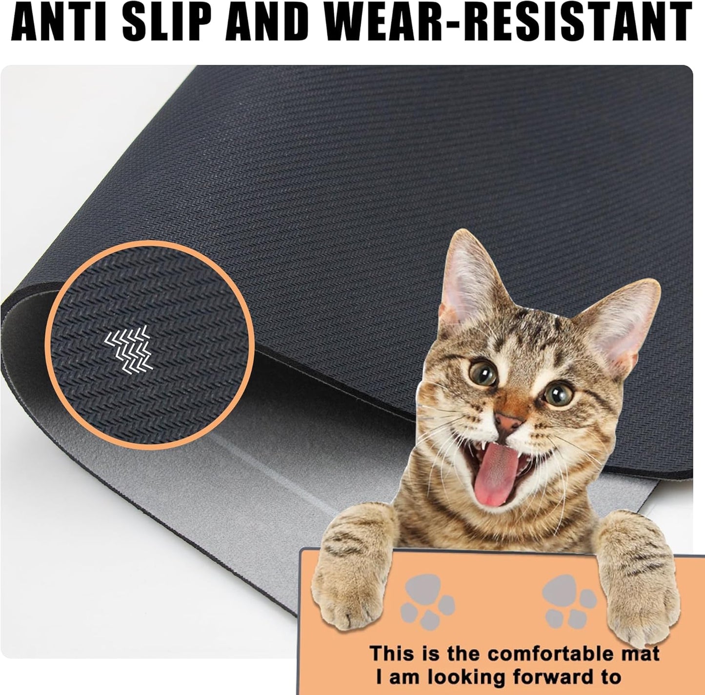 YCT Cat Pet Food Mat - Non-Slip Bottom Absorbent Quick Dry Feeding Mat for Dogs and Cats - Pet Supplies, 16.9"x24" Beige