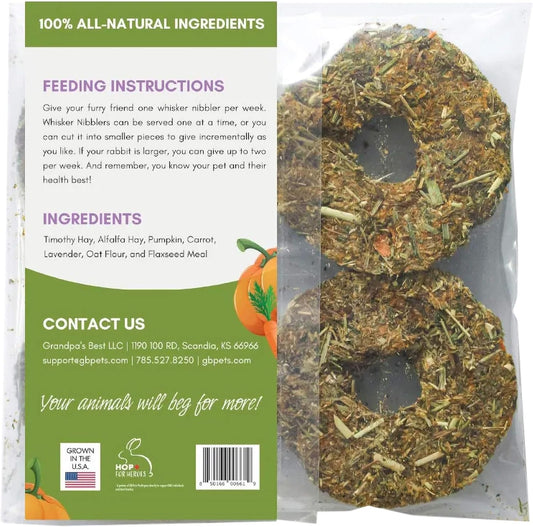 Grandpa's Best Whisker Nibblers Pumpkin Carrot Treats for Rabbits, Guinea Pigs and Small Animals