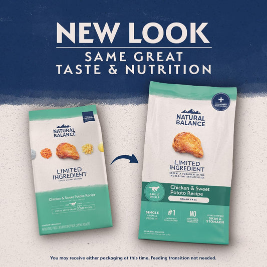 Natural Balance Limited Ingredient Adult Grain Free-Dry Dog Food, Chicken & Sweet Potato Recipe, 12 Pound (Pack of 1)