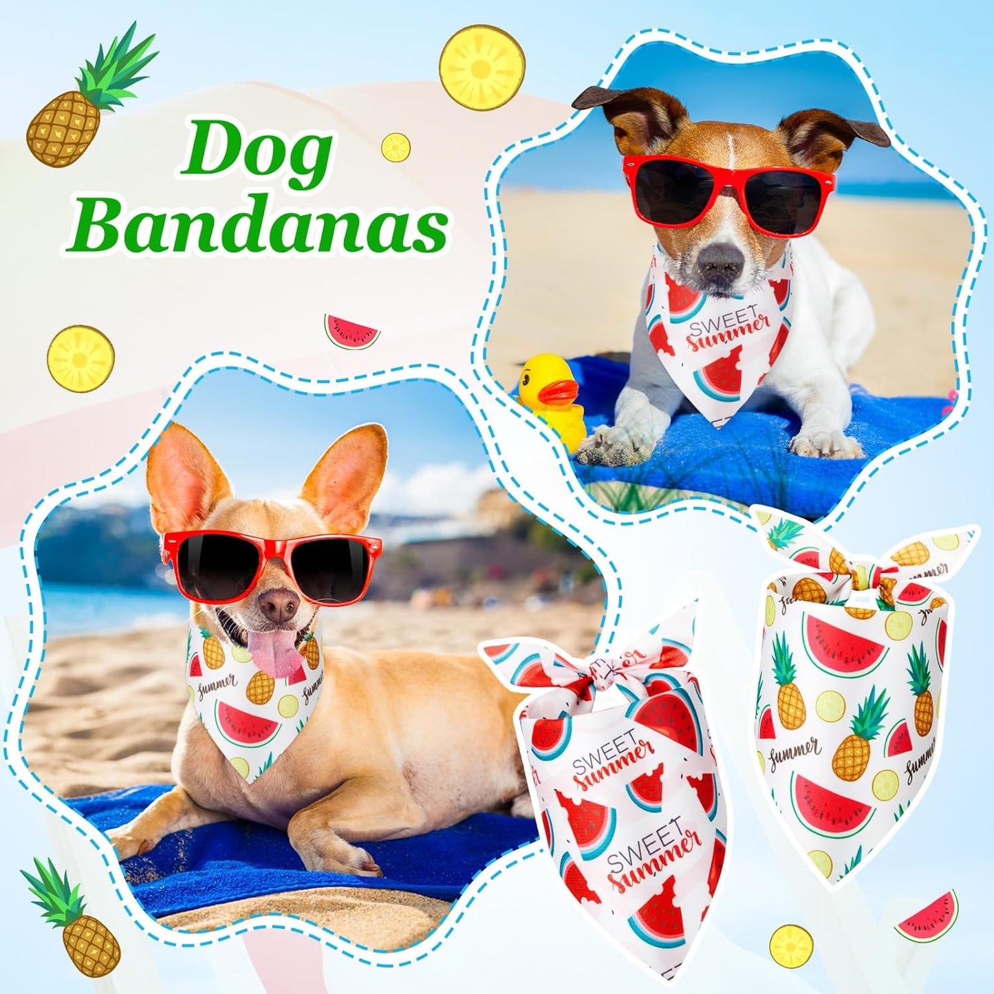 Weewooday 50 Pcs Fruit Dog Bandanas Bulk for Dogs Soft Bibs Adjustable Triangle pet Bandana for Small Medium Large Costume(Fruits Pattern, 25.6 x 17.7 x 17.7 Inch)