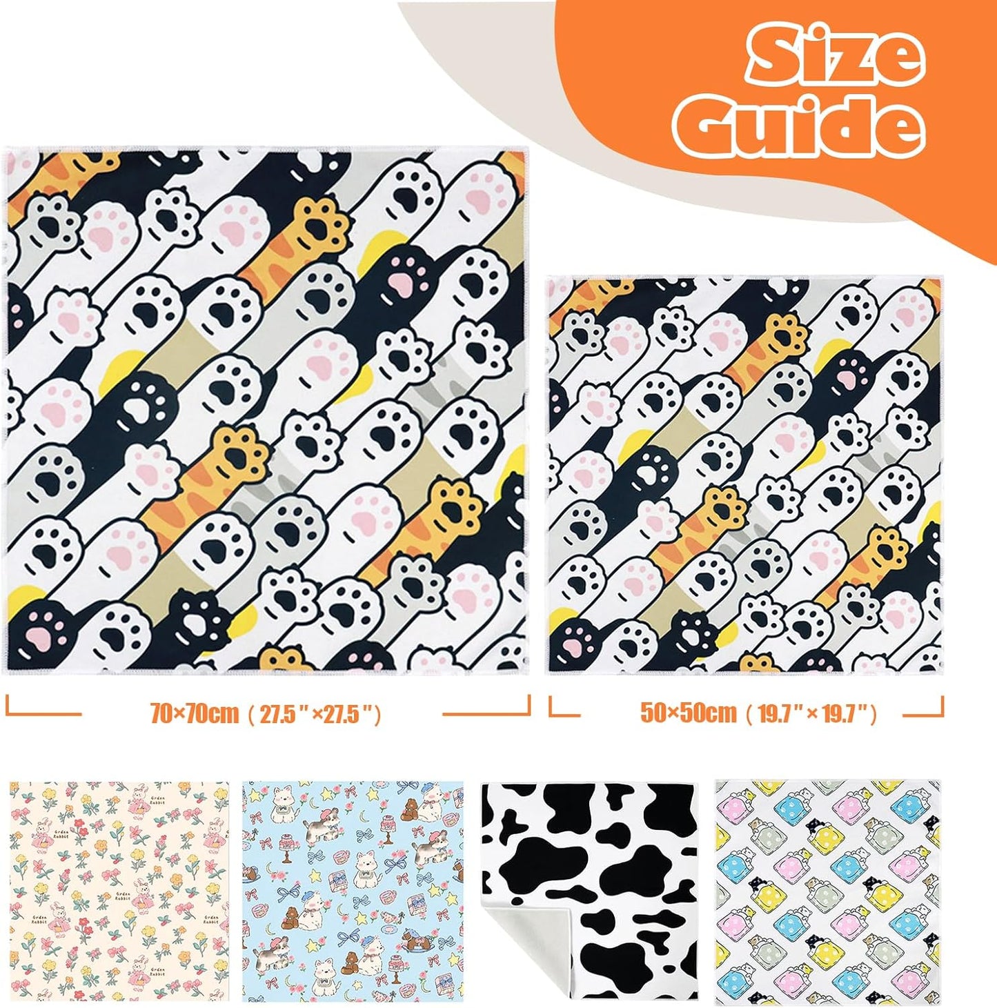 Cat Grooming Wrap, Cat Wrap Self-Adherent, Anti-Scratch Anti-Bite, Anti-Escape Grooming Bag for Cats Nail Clipping, Ear Cleaning, and Teeth Brushing (27.6 × 27.6" Paw Prints)