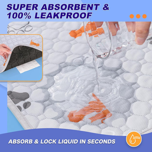 Washable Pee Pads for Dogs, 2 Pack Absorbent Reusable Training Dog Pads Pet Puppy Pads, Non-Slip Potty Pads for Whelping, Playpen, Crate, Bed, Orange, 36"x54"