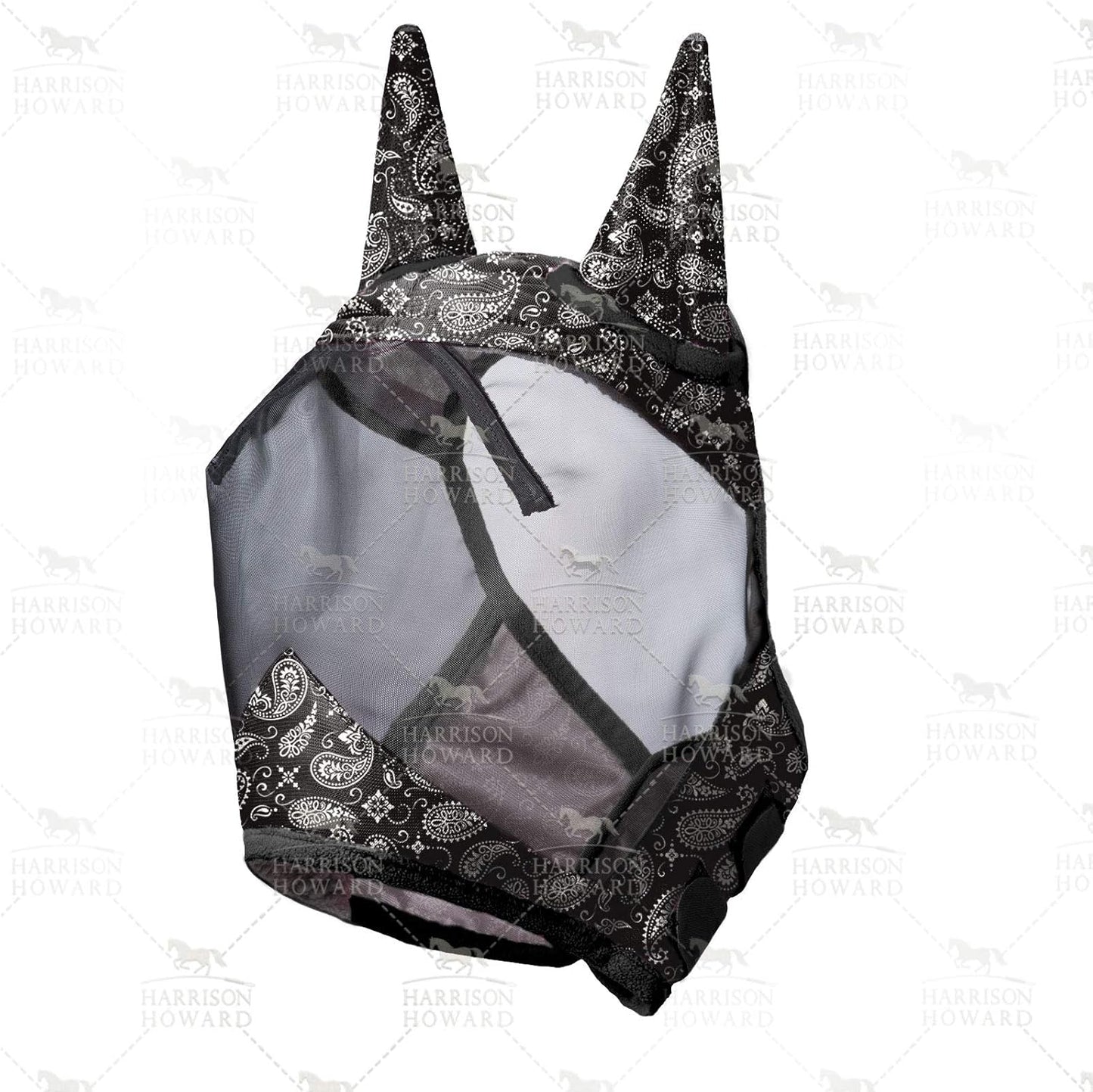 Harrison Howard LumiVista Horse Fly Mask Standard with Ears UV Protection for Horse Paisley Wave L Full Size