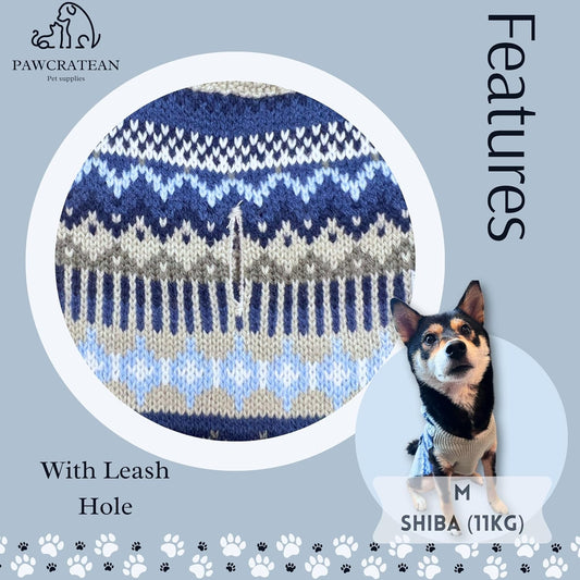 Cute Sweater for Dogs and Cats Soft Flannel Pet Outfit Warm and Cozy Animal Hoodie Small to Large Pet Clothes for Halloween Parties and Everyday Wear (Medium, Blue Patten with Hat)