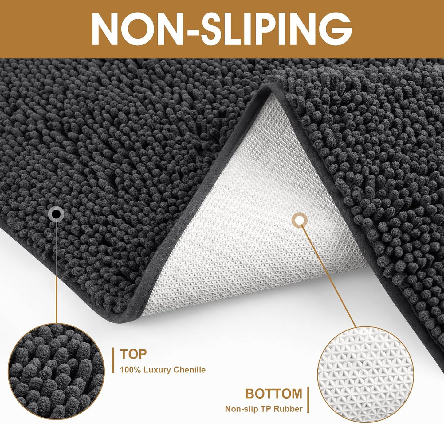 Extra Large Dog Door Mats for Muddy Paws, Chenille Absorbent Dog Mats, Non Slip Heavy Mud Mat for Dogs, Soft Pet Mat for Entryway, Mud Paws, Inside Floor,60" x 36", Dark Grey