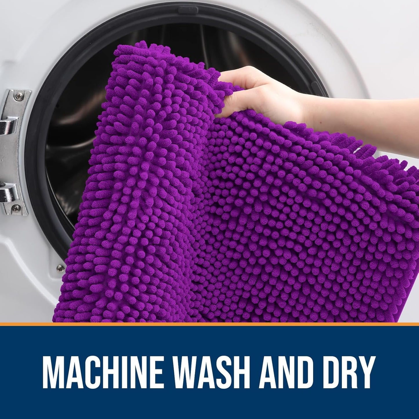 OLANLY Dog Door Mat for Muddy Paws 30x17, Absorbs Moisture and Dirt, Absorbent Non-Slip Washable Doormat, Quick Dry Chenille Mud Mat for Dogs, Entry Indoor Entryway Carpet for Inside Floor, Purple