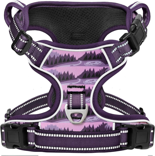 Timos Dog Harness,No-Pull Pet Harness Adjustable Soft Padded Dog Vest,Reflective No-Choke Pet Oxford Vest with Easy Control Handle for Large Dogs,Moon Night,L