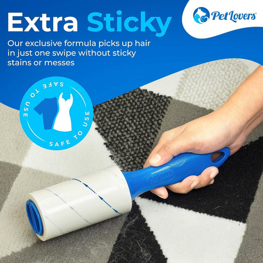 PetLovers Extra Sticky Lint Roller Value Set 270 Sheets for Pet Hair Removal and Clothes, Dog and Cat Lint Remover, 3 Pack