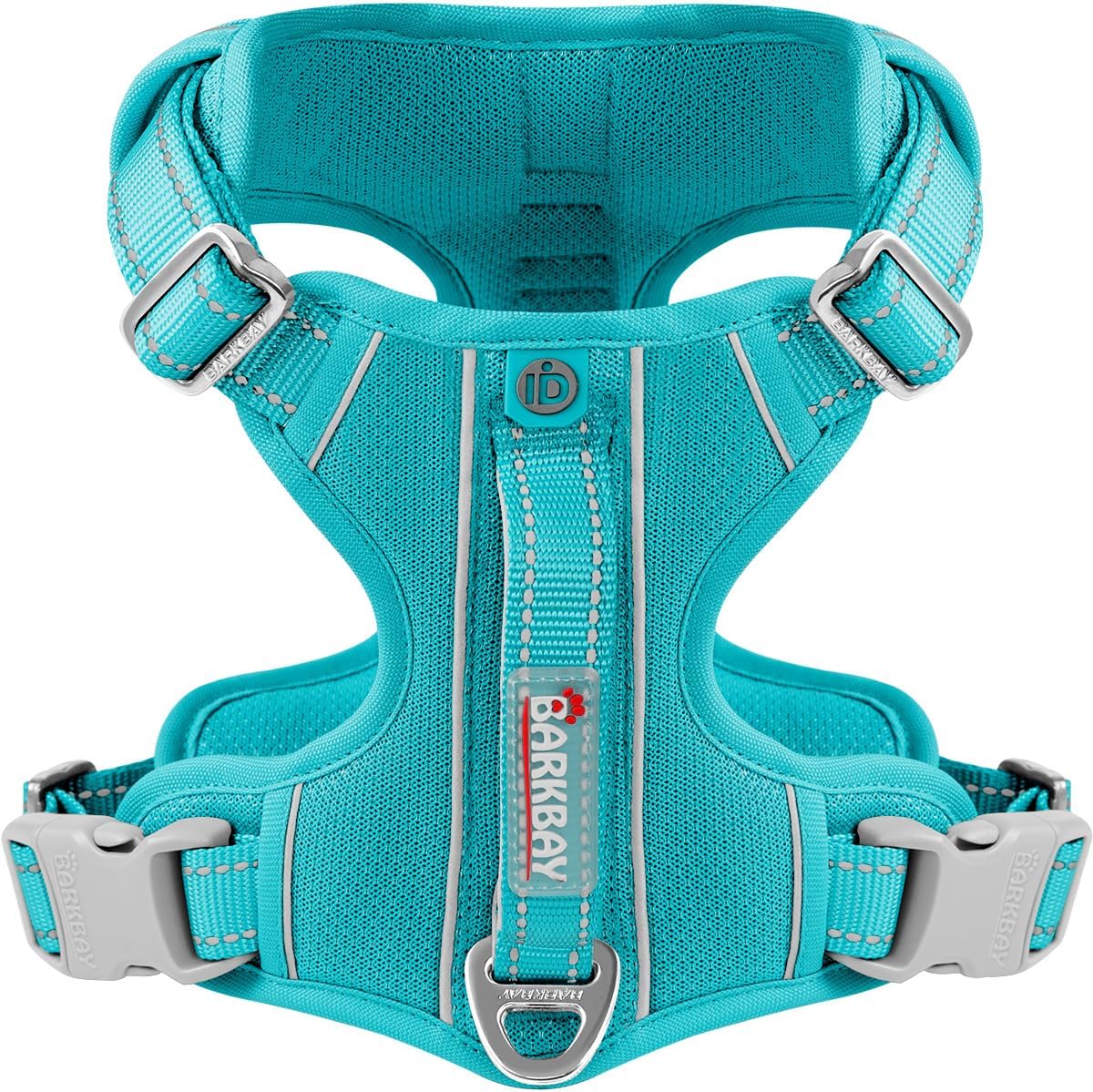 BARKBAY Dog Harness No Pull with ID Tag Pocket - Heavy Duty, Reflective, Easy Control for Large Dogs(Ocean Blue,XL)