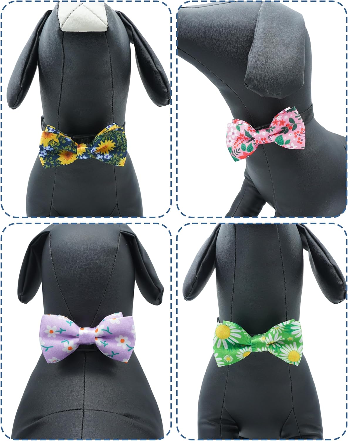 PET SHOW 10 Pack Floral Small Dog Bow Ties Sliding Collar Attachments Puppy Cats Spring Bowties for Medium Dogs Sunflower Rose Bowknots Party Holiday Pet Grooming Accessories(Small)