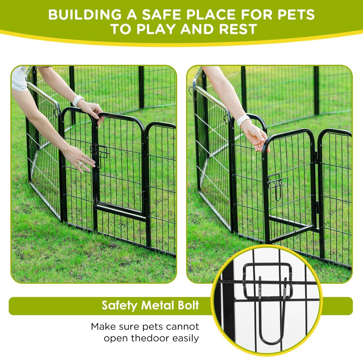 BestPet | Dog Playpen | 24 Inch, 12 Panels | Heavy Duty Metal Pet Exercise Pen | Indoor Outdoor Fence Panels | Rust-Resistant, Removable, Tool-Free Setup | Anti-Skid, Expandable Design