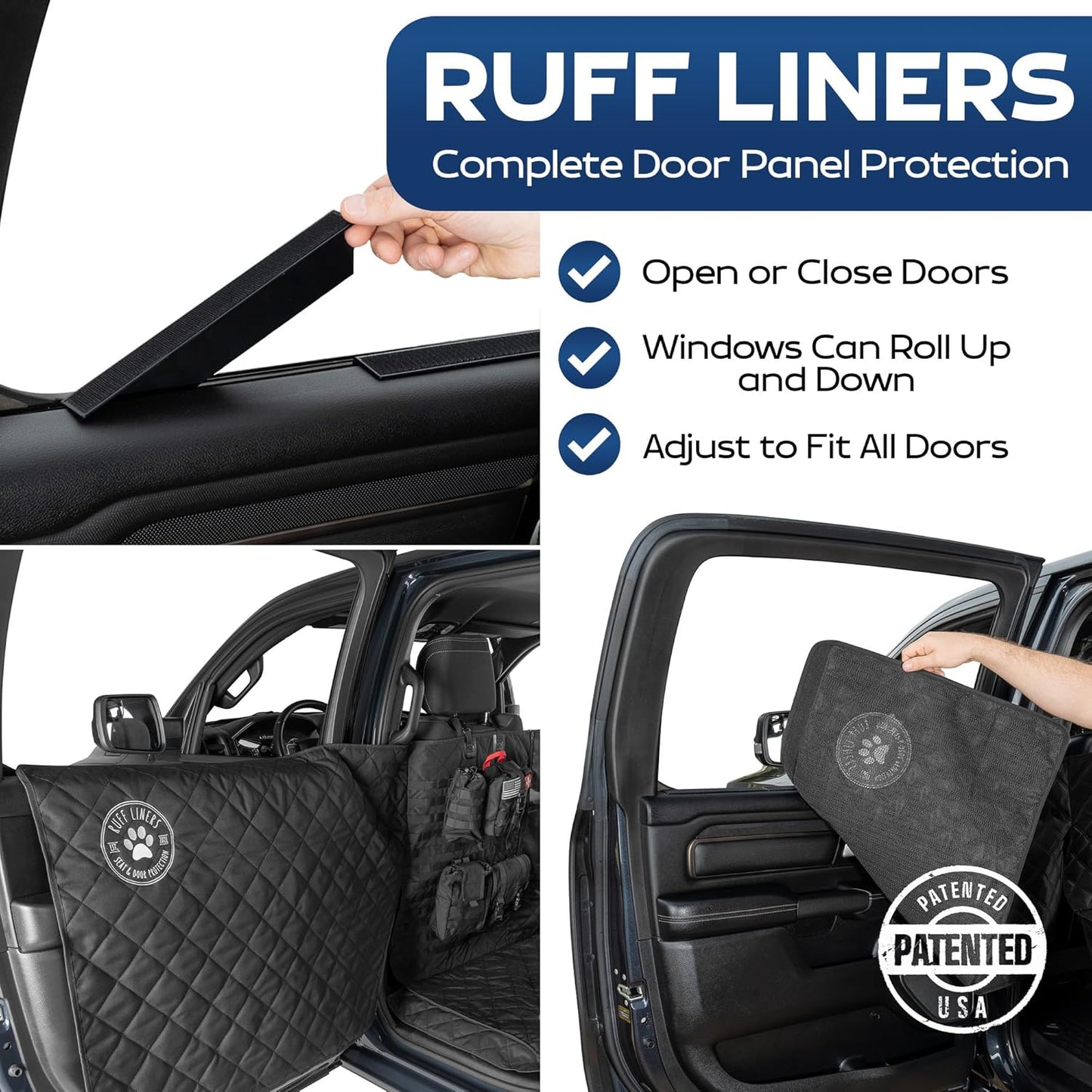 XL Floor Cover with Door Protection and Tactical MOLLE System - As Seen on Shark Tank - Fits Full-Size Crew Cab Trucks with Fold Up Seats, Waterproof & Machine Washable – XL Dog Hammock for Truck