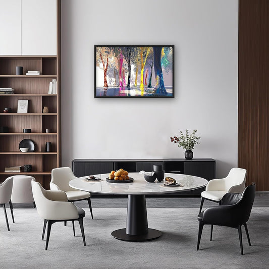 Framed Large Trees Wall Art for Living Room, Oversized Abstract Forest Wall Decor Colorful Nature Canvas Painting Modern Artwork Home Decoration for Living Room Bedroom Dining Room Office 36"x24"