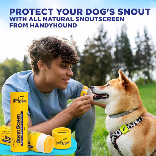 Handy Hound SnoutScreen Dog Paw Balm and All-Natural Dog Nose Balm for Dry, Cracked Skin, Dog Itching Skin Relief, Dog Sunscreen, Vet Recommended, Made in USA, Protects Against UVB and UVC Rays, 1 oz