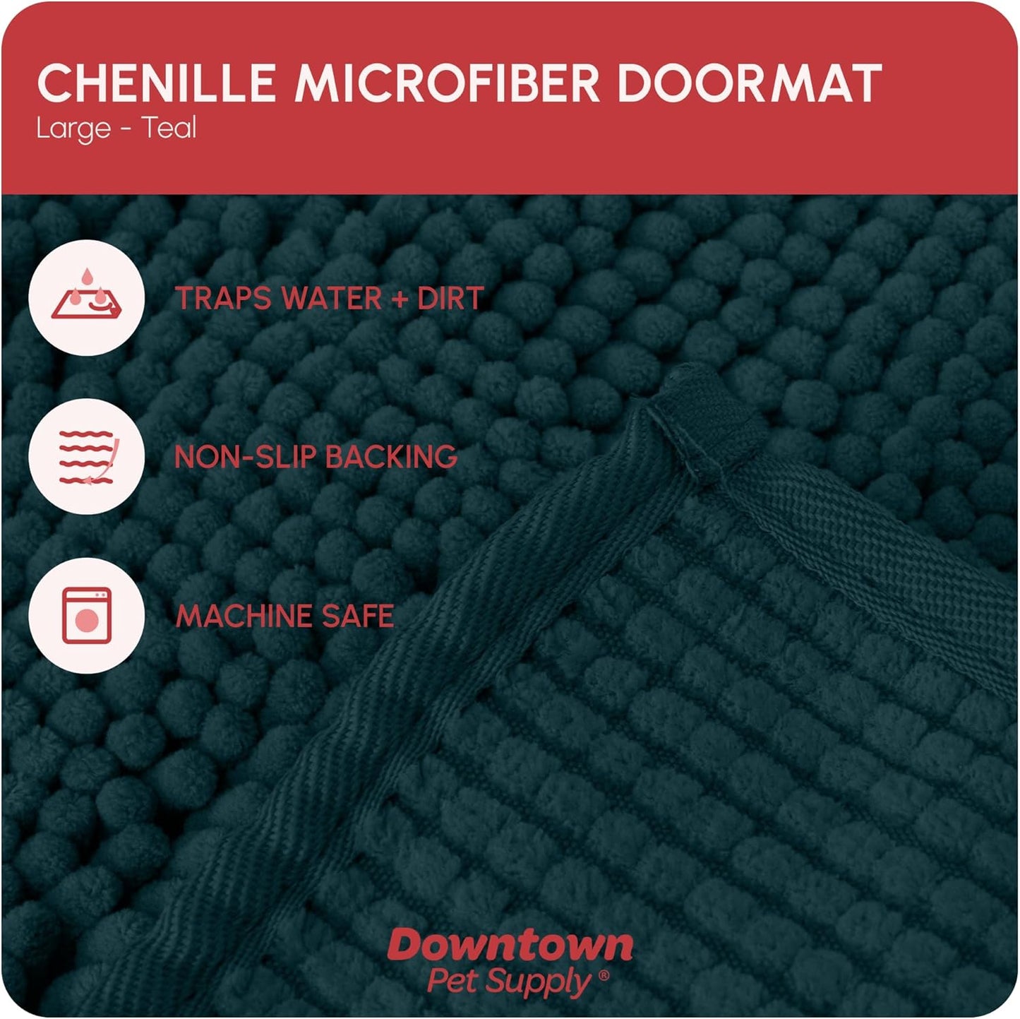 My Doggy Place Microfiber Dog Mat for Muddy Paws, 36" x 26" Teal - Absorbent and Quick-Drying Dog Paw Cleaning Mat, Washer and Dryer Safe - Non-Slip Rubber Backed Dog Floor Mat, Large