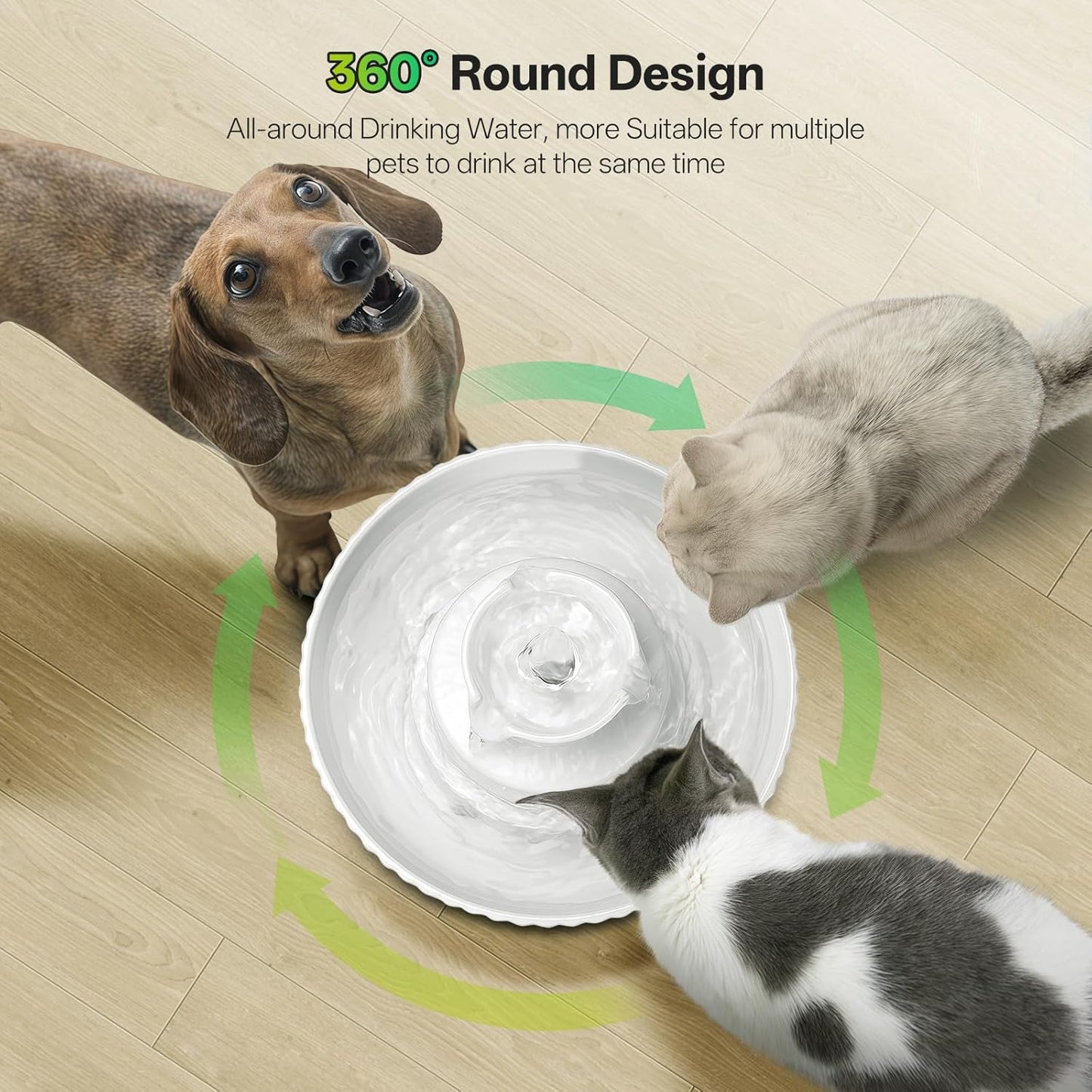 Ceramic Cat Water Fountain, 2.1L/70oz Porcelain Pet Drinking Dispenser with 4 Set Replacement Filter & Sponge, Automatic Dog Water Bowl with Ultra-Quiet Pump, Cat Feeding Watering Supplies(White)