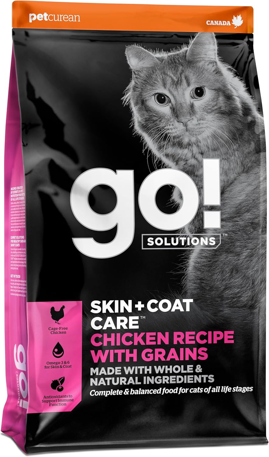 Go! Solutions Skin + Coat Care, Dry Cat Food, Chicken Recipe with Grains, 16 lb Bag