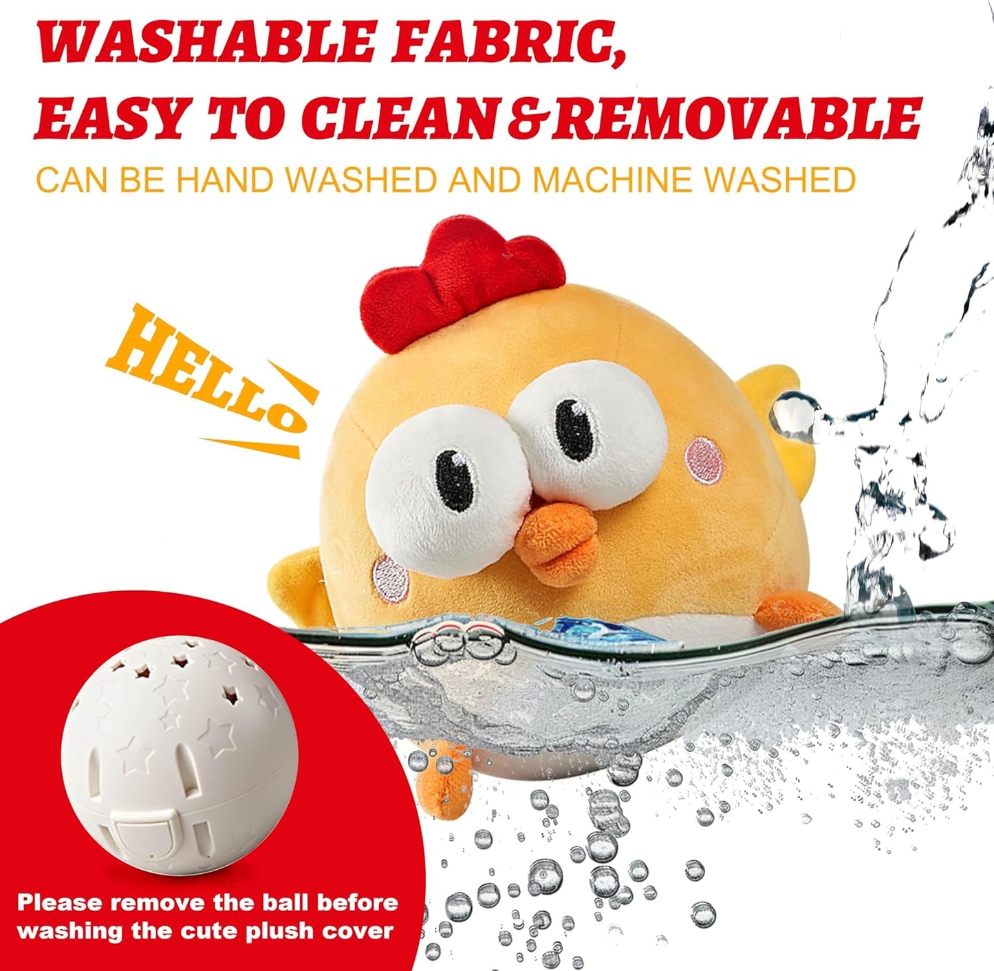 Interactive Dog Toys, Squeaky Moving Ball Toy with Jumping & Music Modes, Rechargeable Plush Chew Toys for Small/Medium/Large Dogs to Keep Puppy Busy Pet Toys (Chick)