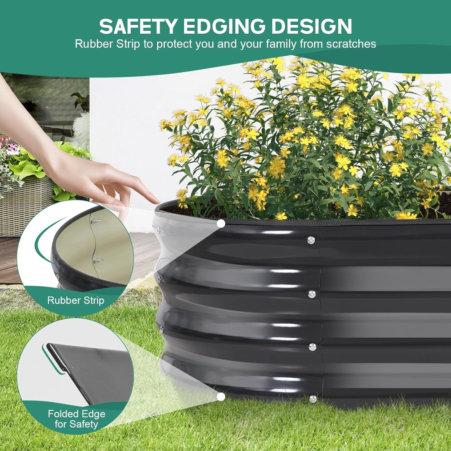 Galvanized Raised Garden Bed Outdoor - 4x2x1FT (2 Pack) Metal Garden Planter Box with Safety Edging and Gloves, Raised Bed for Gardening Vegetables Fruits and Flowers - Grey