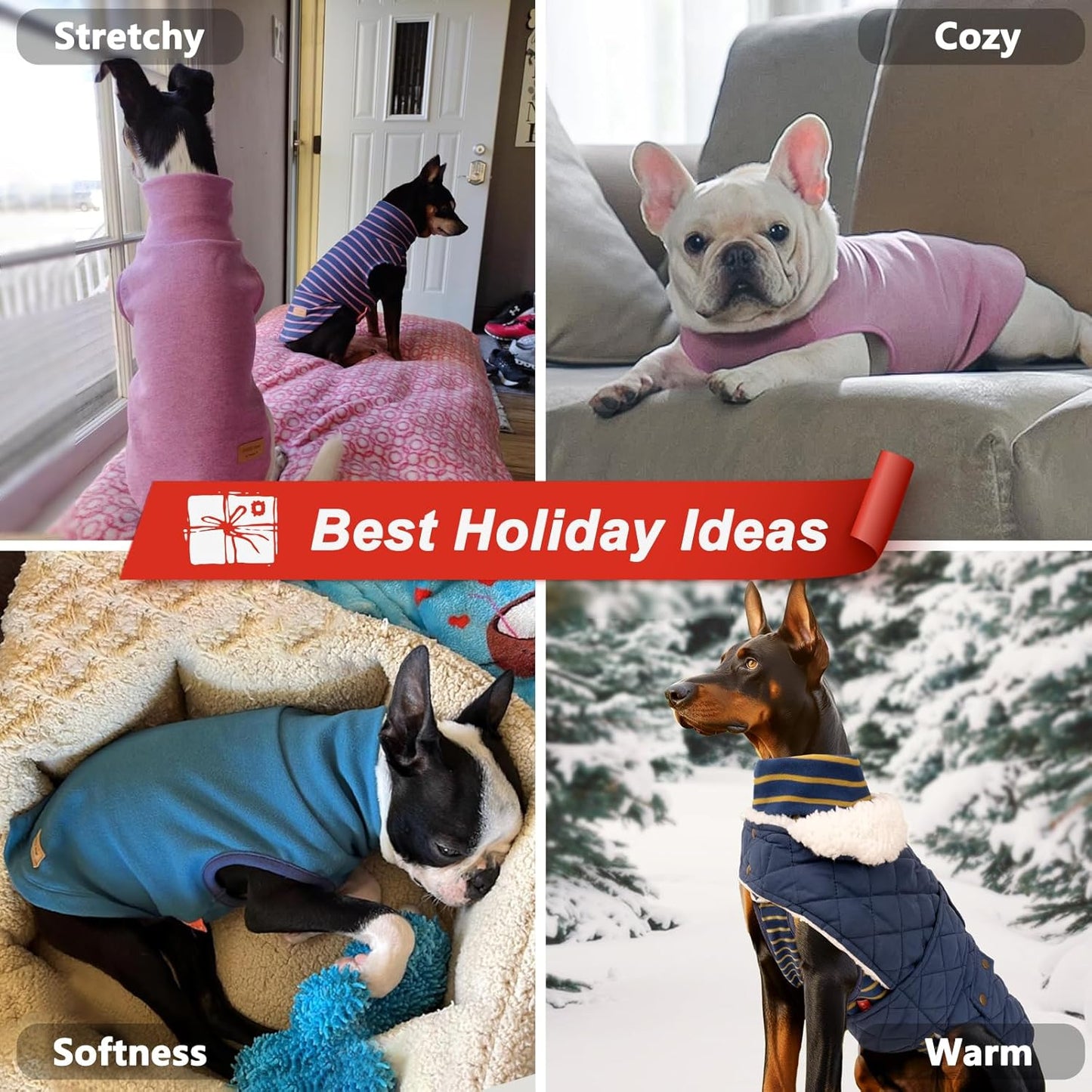 KYEESE 2Pack Dog Sweater Soft Dogs Clothes Warm Dachshund Clothes Stretchy Pet Sweatshirt Dog Sweaters for Small Dogs Girl Turtleneck Pet Coats Pullover Small Pets Sweaters