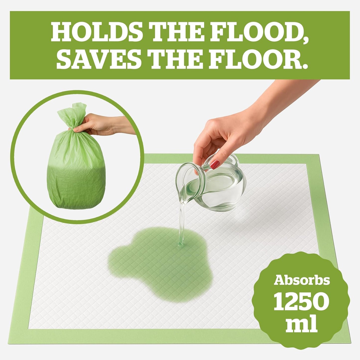 Pogi’s Puppy Pads with Sticky Tabs – Medium, Super Absorbent, Odor Blocking, 40-Count (18x24in)