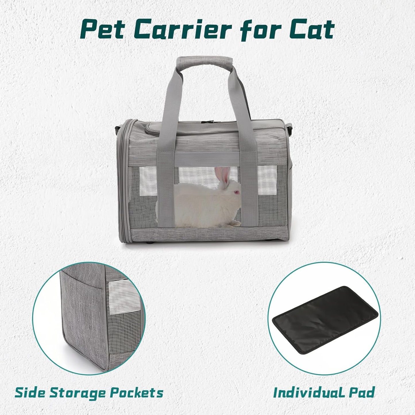 PINVNBY Small Pet Carrier, Guinea Pig Carrier, Bunny Carrier for Travel Camping Outdoor, Breathable Pet Portable Hand Bag for Hamster Bunny Guinea Pig（Gray）