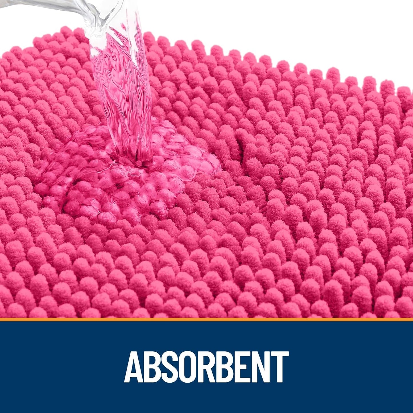 OLANLY Dog Door Mat for Muddy Paws 59x32, Absorbs Moisture and Dirt, Absorbent Non-Slip Washable Doormat, Quick Dry Chenille Mud Mat for Dogs, Entry Indoor Entryway Carpet for Inside Floor, Hot Pink