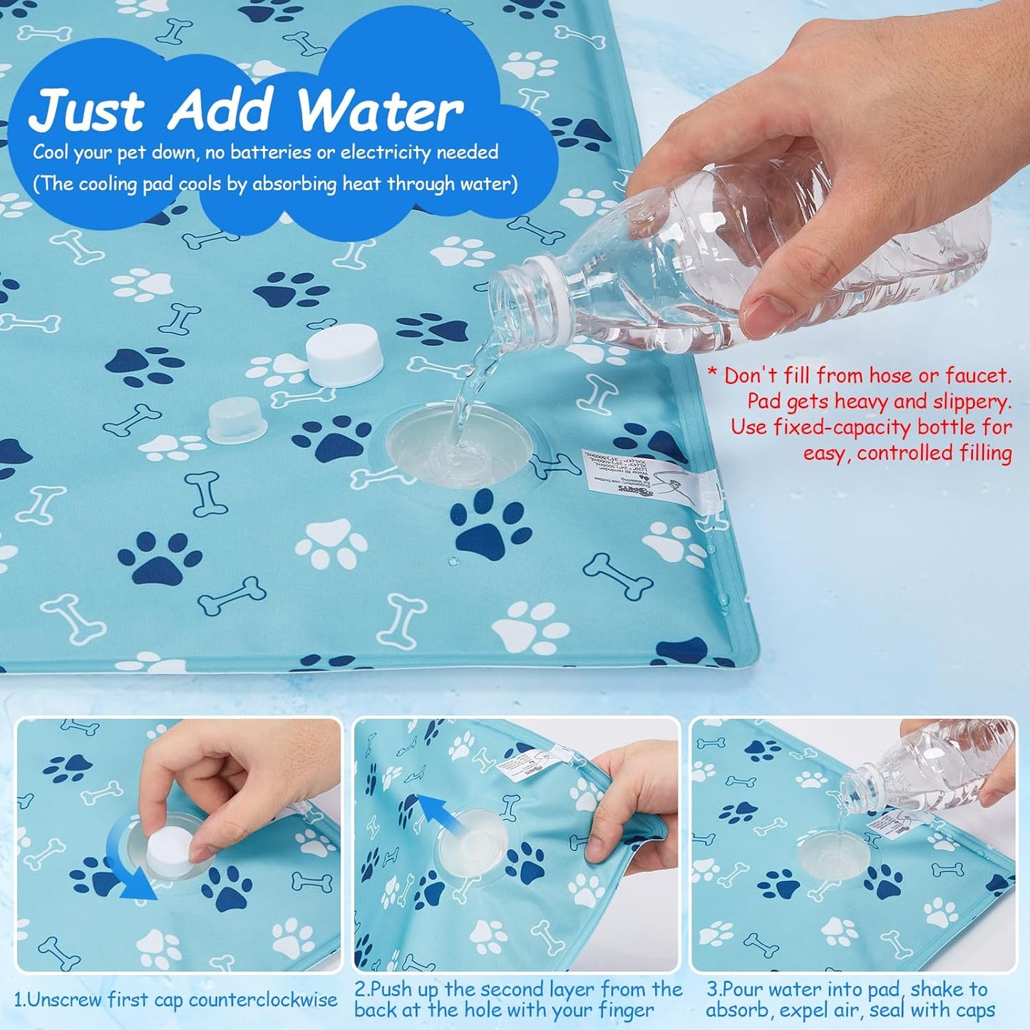 Ownpets Dog Cooling Mat, XX-Large 47 x 31 Inch Thick and Waterproof Cooling Pad for Summer, Water-Filled Pet Mat for Large Dogs, Leakproof Design for Crate, Bed, Sofa, Floor and Car Seat