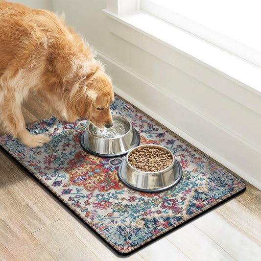 Pet Feeding Mat for Floors Waterproof Dog Mat for Food and Water Absorbent Quick Dry Non Slip mat for Cat Bowls