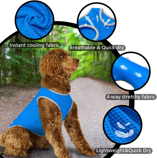2 Pack Cooling Shirts for Dogs, Breathable Lightweight Dog Shirts for Medium Dogs Boy, Sleeveless Sun Protection Shirts for Dog&Cat Puppy Vest Pet Apparel
