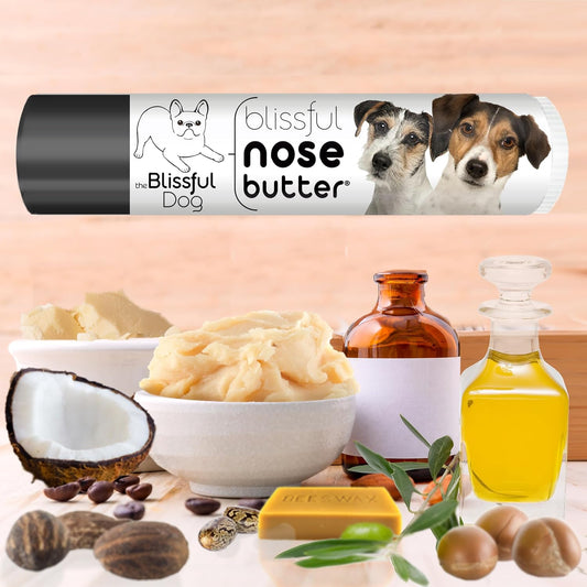 The Blissful Dog Jack Russell Terrier Nose Butter for Dry, Cracked Skin, Lick-Safe Dog Nose Balm with Moisturizing Shea Butter, Almond, Olive, and Essential Oils, Pet Supplies, Uncented, 0.15 oz.