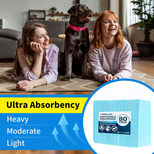 FRONTLINE Disposable Pee Pads 22'' X 22'' Ultra Absorbing Premium Heavy Duty Leakproof Underpads Puppy Essentials Pet Potty Training Wee Wee Pads Waterproof Protection for Dogs, Cats, Baby