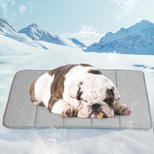Dog Cooling Mat for Medium Dogs - 30x20 Orthopedic Memory Foam Pet Pad for Summer, QMAX>0.5, Washable Premium Comfort Crate Pad for Your Furry Companion, Grey