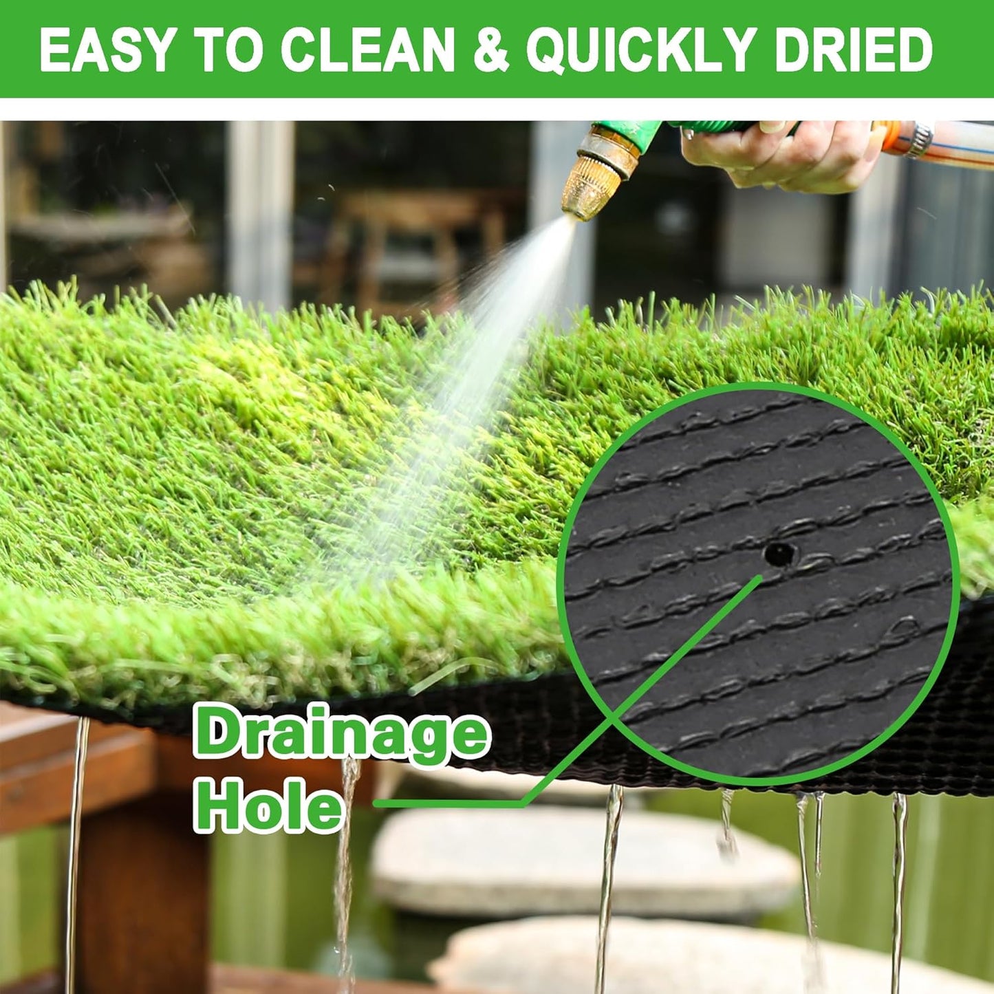 Artificial Grass Turf for Dogs 3 ft x 5 ft,1.38 inch Fake Grass Pee Pad for Puppy Potty Training，Faux pet Grass Rug for Indoor/Outdoor Patio,Dogs Wee Wee Pad,Turf Grass Mat for Dogs Potty