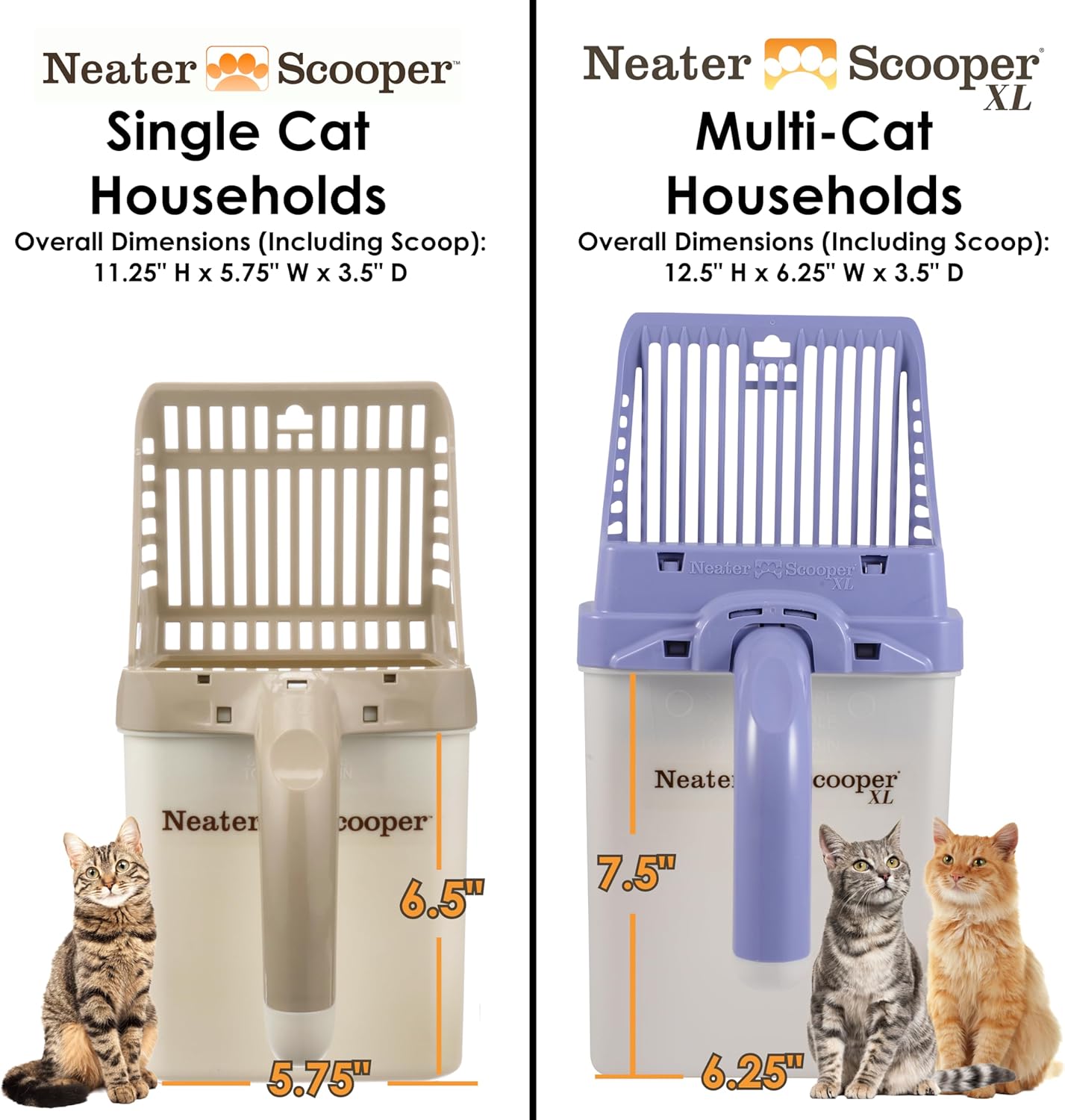 Neater Pet Brands Neater Scooper XL Cat Litter Scoop, 60 Refill Bags – Extra-Large Capacity Mess-Free Cat Litter Scooper with Bag for Large & Multiple Cats, Spill-Proof Litter Box Scooper with Holder
