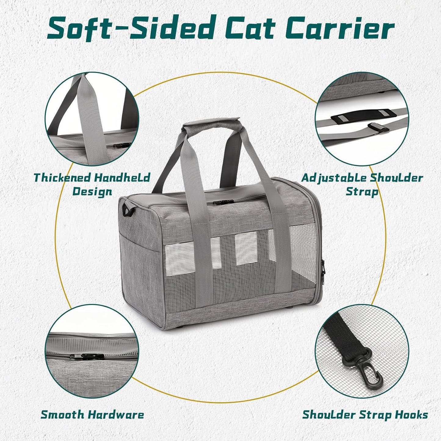 PINVNBY Small Pet Carrier, Guinea Pig Carrier, Bunny Carrier for Travel Camping Outdoor, Breathable Pet Portable Hand Bag for Hamster Bunny Guinea Pig（Gray）