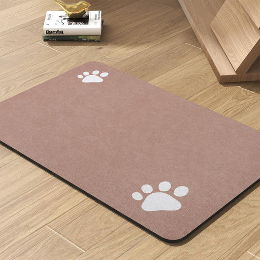 Pet Feeding Mat-Absorbent Dog Mat for Food and Water Bowl-No Stains Quick Dry Water Dispenser Mat-Dog Accessories Pet Supplies-Bowl for Messy Drinkers（Dusty Pink,17"x28"