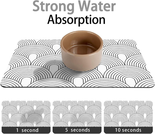 Dog Food Mats for Floors Absorbent, Pet Cat Food Mat - Quick Dry Dog Bowl Mats for Food and Water, Eco-Friendly Boho Pet Supplies 12" x 20"