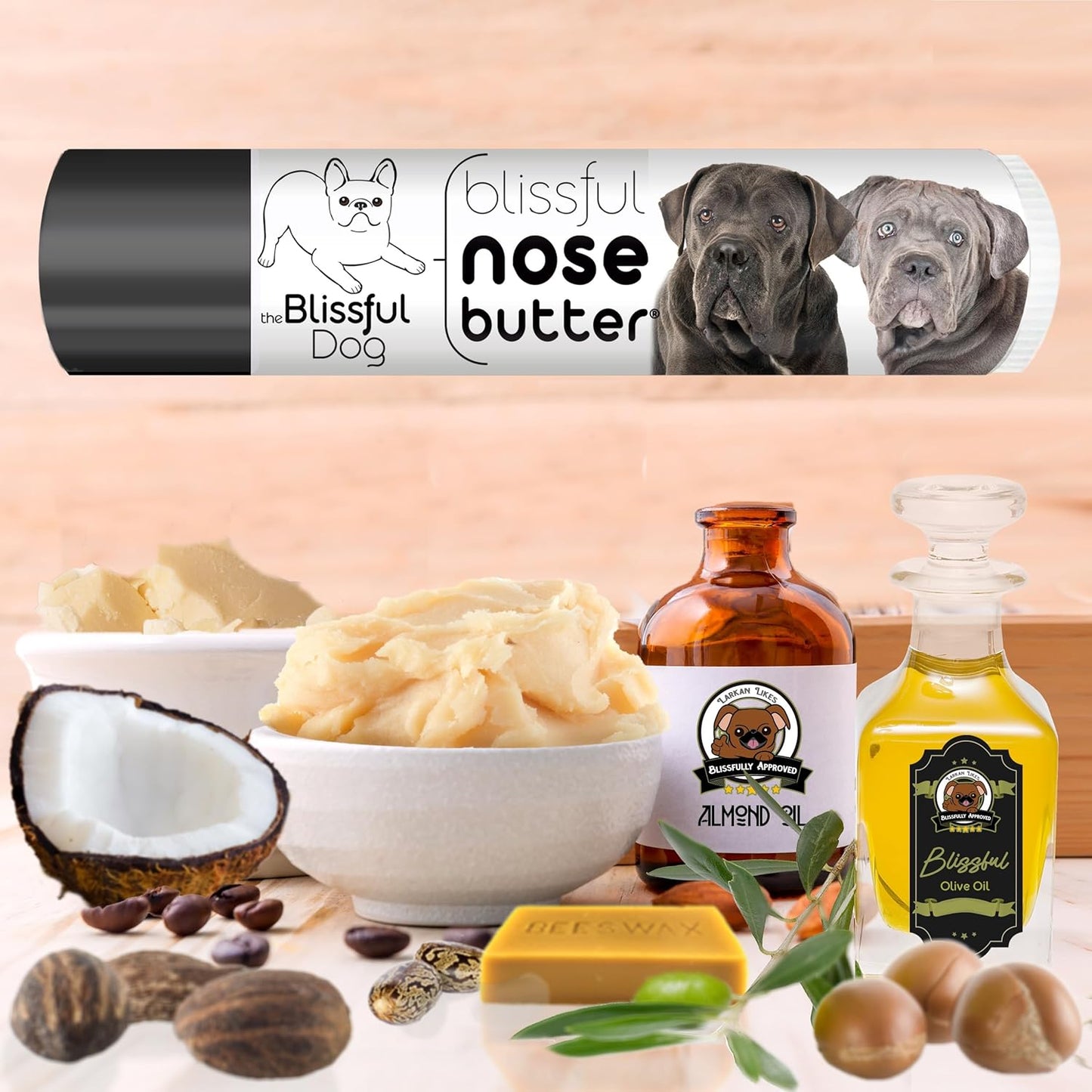 The Blissful Dog Cane Corso Nose Butter for Dry, Cracked Skin, Lick-Safe Dog Nose Balm with Moisturizing Shea Butter, Almond, Olive, and Essential Oils, Pet Supplies, Uncented, 0.15 oz.