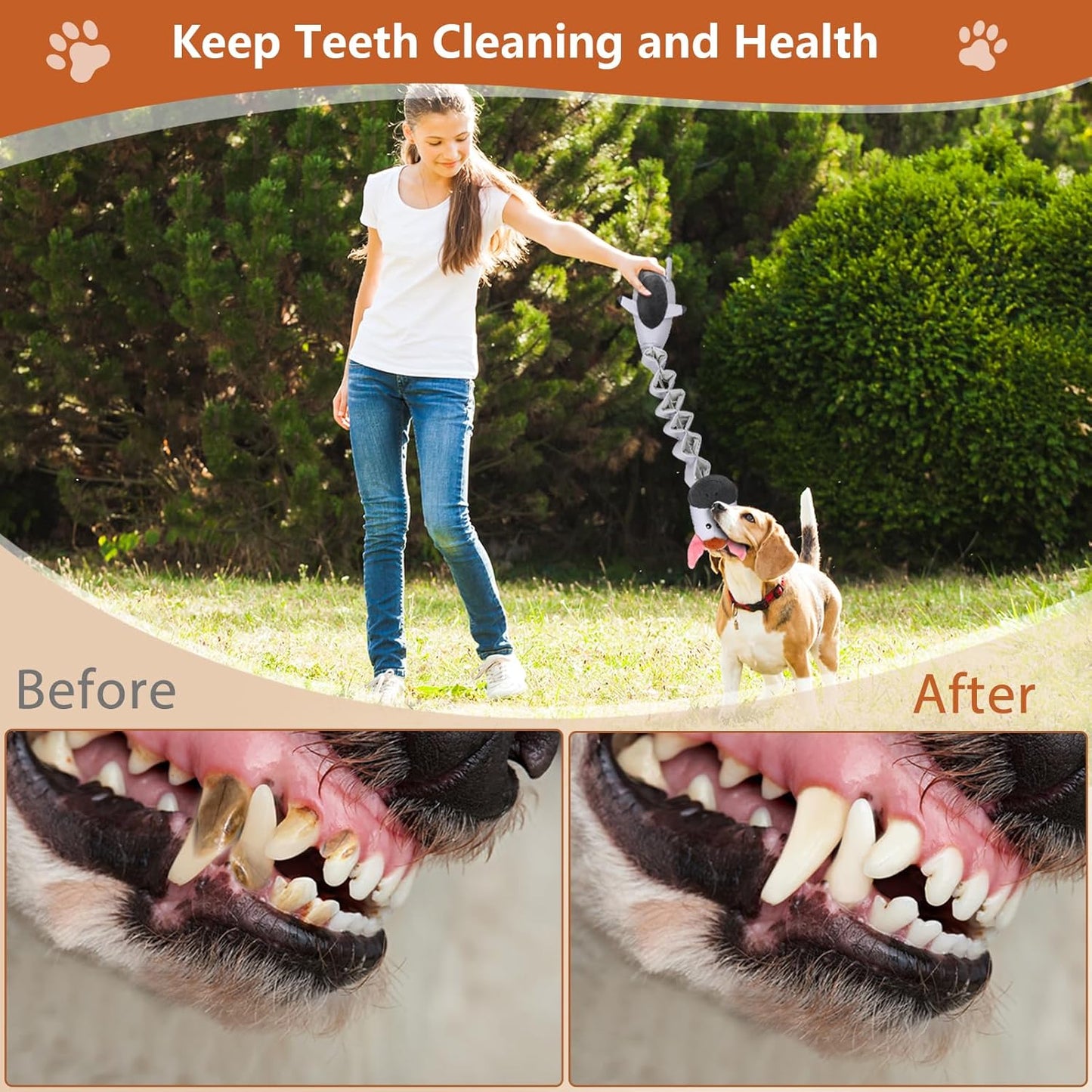 Squeaky Plush Dog Toys for Puppy Toys, Interactive Tug of War Dog Pull Toys, Stuffed Dog Pet Toys for Teething Puppy, Indoor and Outdoor Play for Small Medium Dogs and Large Dogs